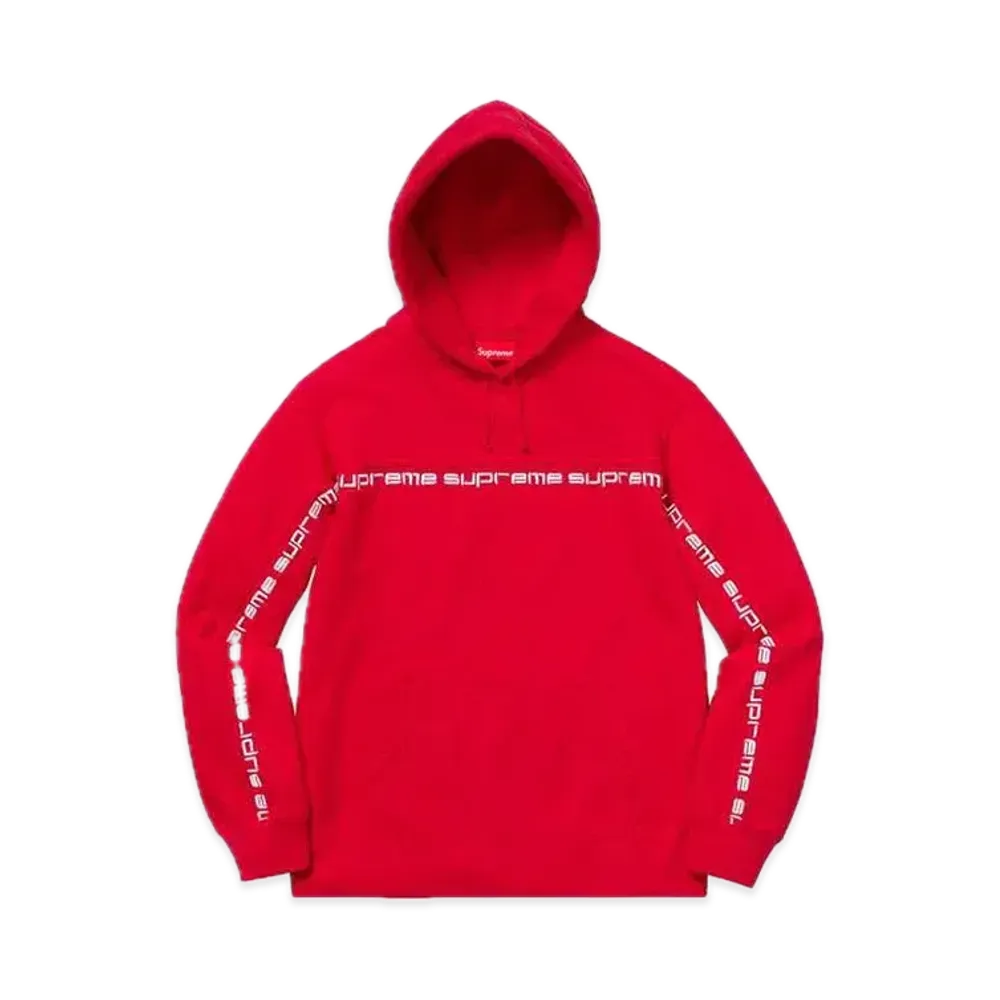 Supreme Text Stripe Hooded Sweatshirt "Red"