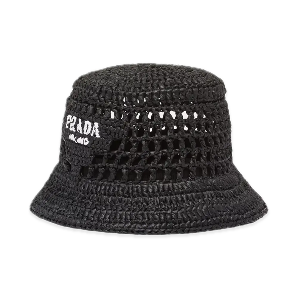 PRADA Crochet Bucket Hat "Black"