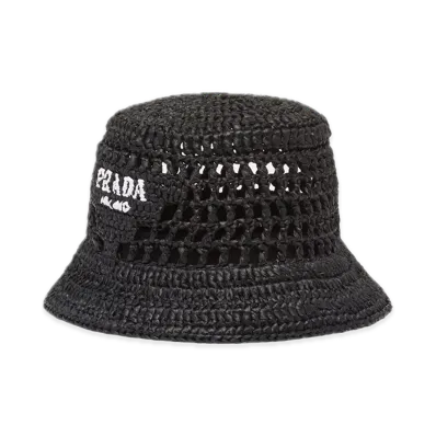 PRADA Crochet Bucket Hat "Black"