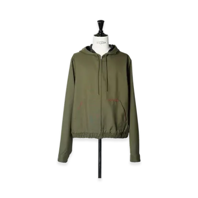 MARNI Tropical Wool Zip Hoodie "Khaki"
