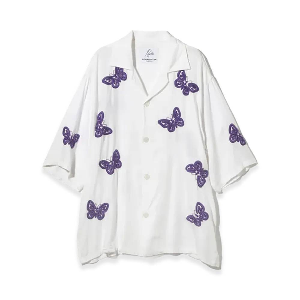 NEEDLES x NOMARHYTHM TEXTILE Cabana Shirt - Papillon EMB. "White"