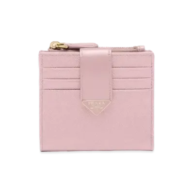 PRADA Small Saffiano and Leather Wallet "Pink"