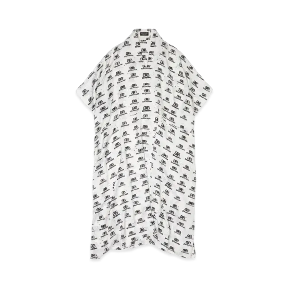 BALENCIAGA Hand Drawn BB Icon Oversized Dress "White"