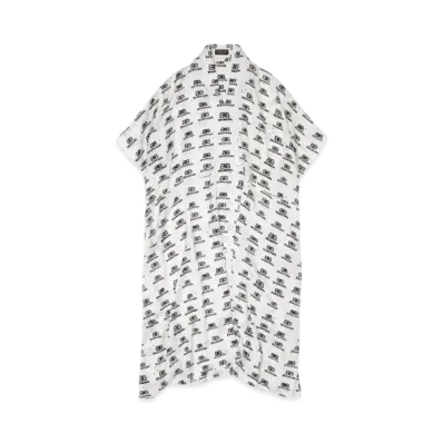 BALENCIAGA Hand Drawn BB Icon Oversized Dress "White"