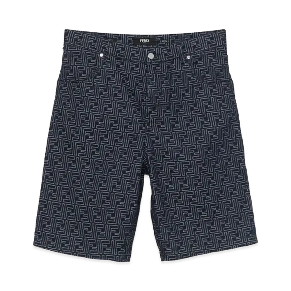 FENDI Bermuda Jeans Jacquard FF Shorts "Blue"