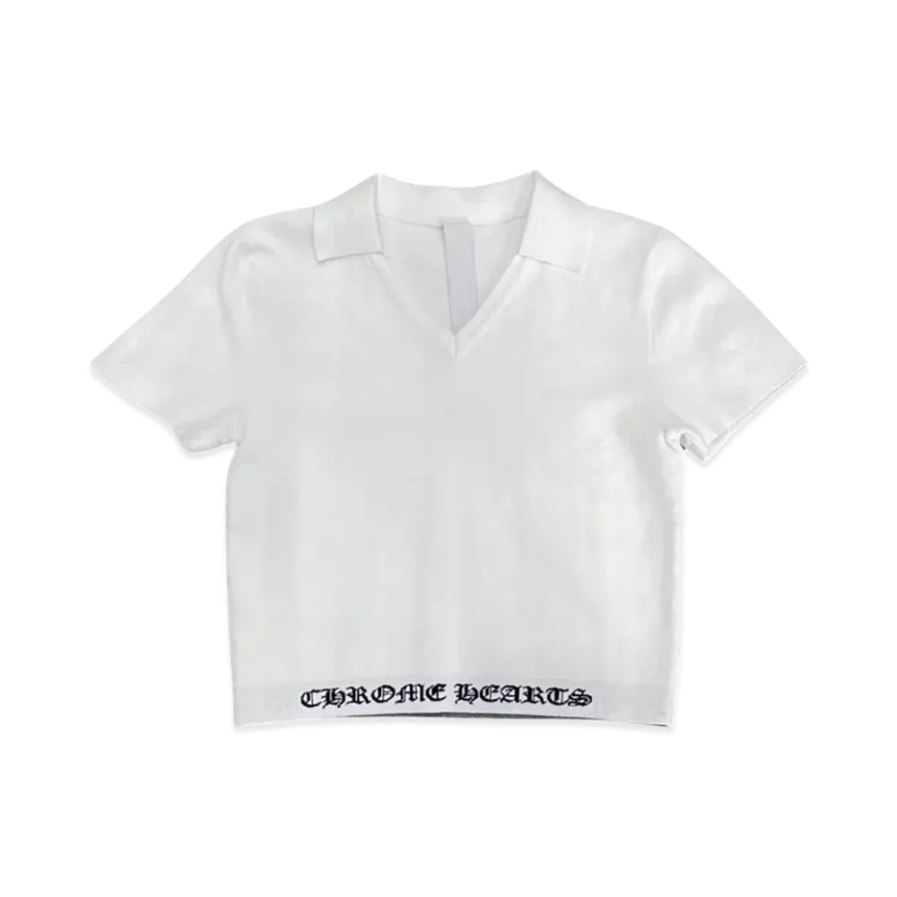 Chrome Hearts Knit Polo Cropped Top "White"