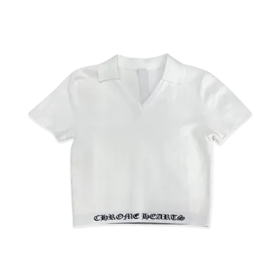 Chrome Hearts Knit Polo Cropped Top "White"