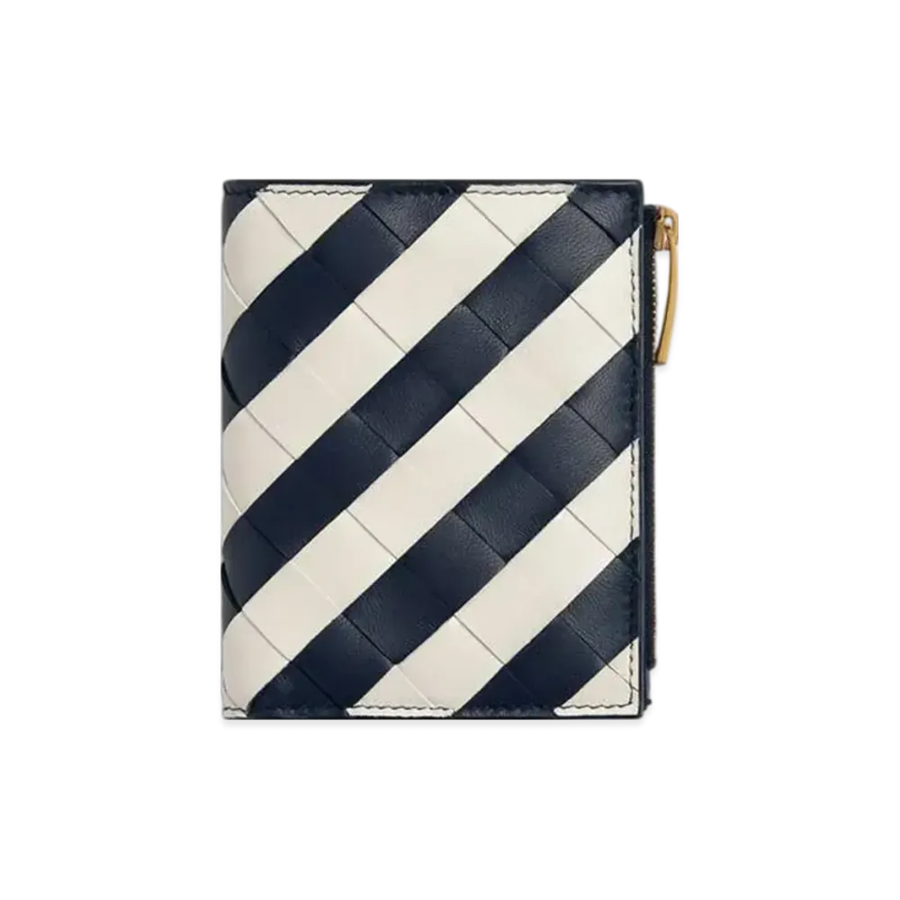 Bottega Veneta Intrecciato Small Bi-Fold Wallet "Space/Chalk"