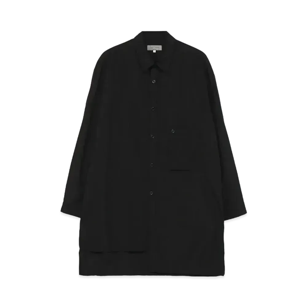 Yohji Yamamoto Pour Homme COTTON BROAD CHAIN STITCH FLAP POCKET BLOUSE "Black"