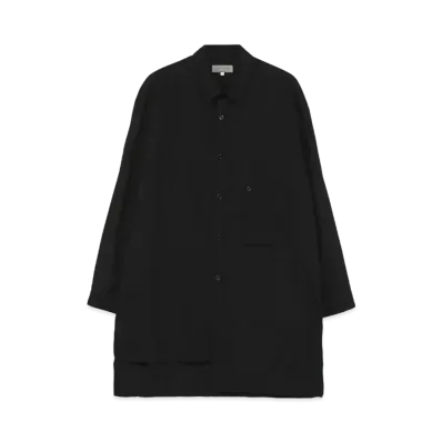 Yohji Yamamoto Pour Homme COTTON BROAD CHAIN STITCH FLAP POCKET BLOUSE "Black"