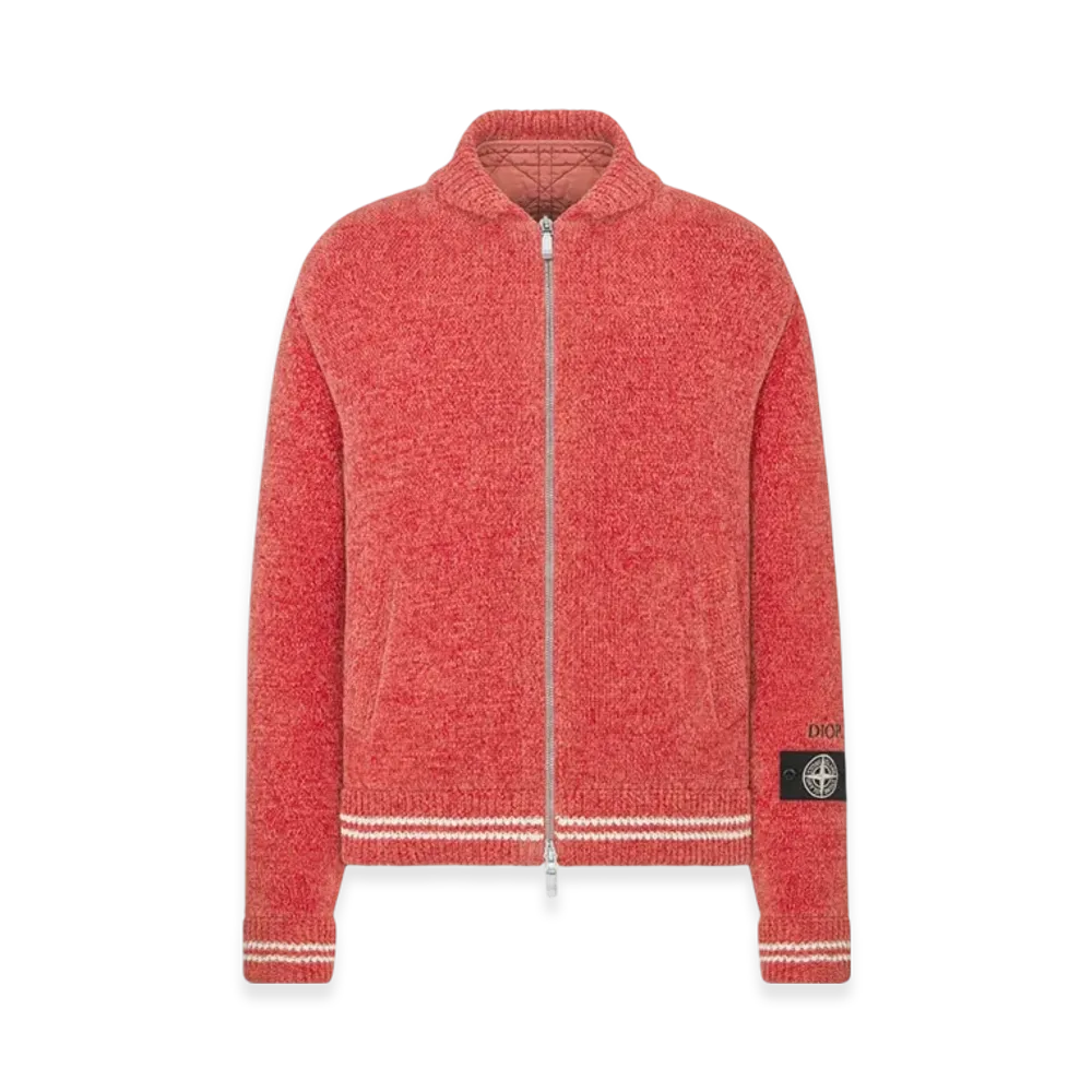 Dior x Stone Island Wool-Blend Knit Blouson Jacket "Red"