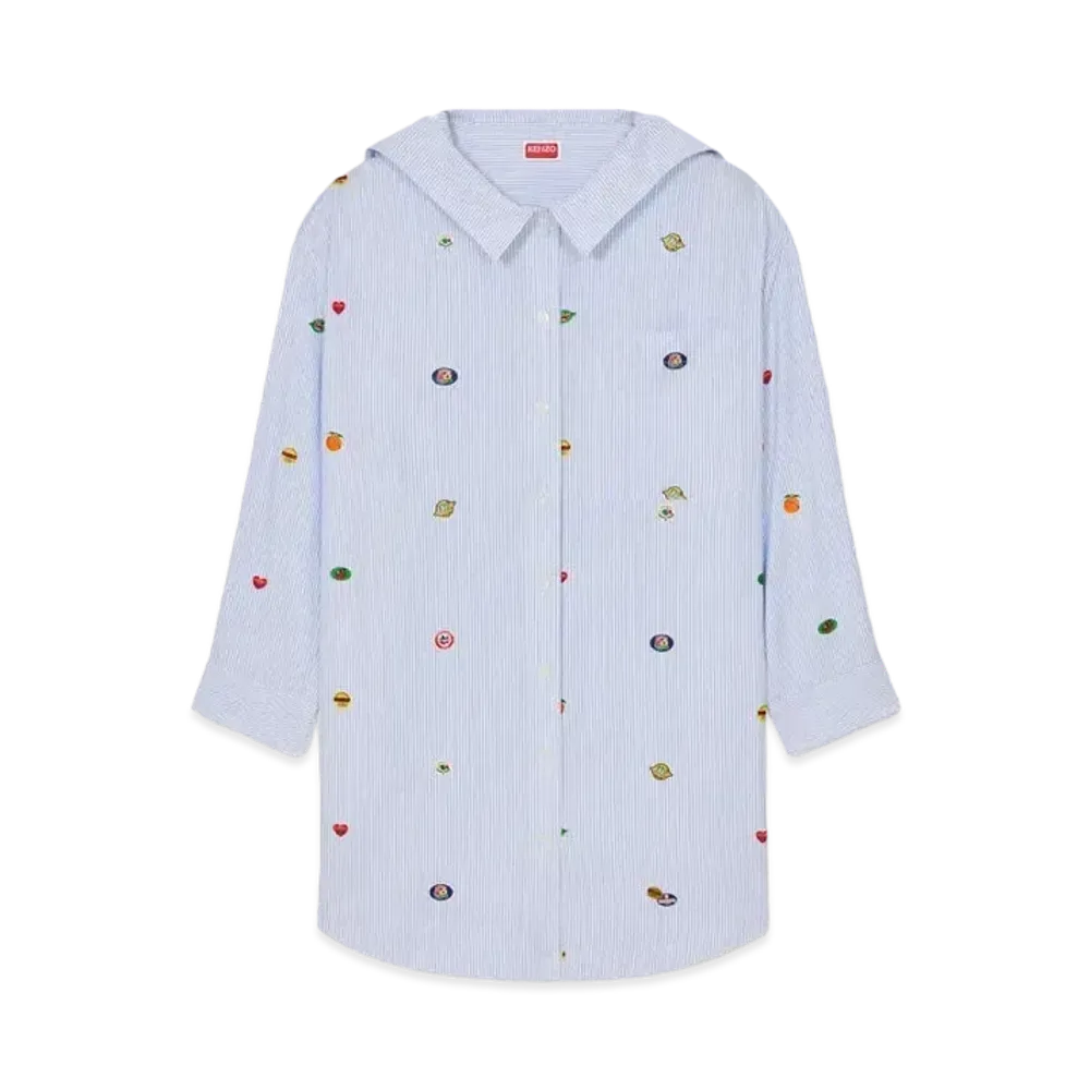 KENZO 'FRUIT STICKERS' Shirt Dress "Sky Blue"