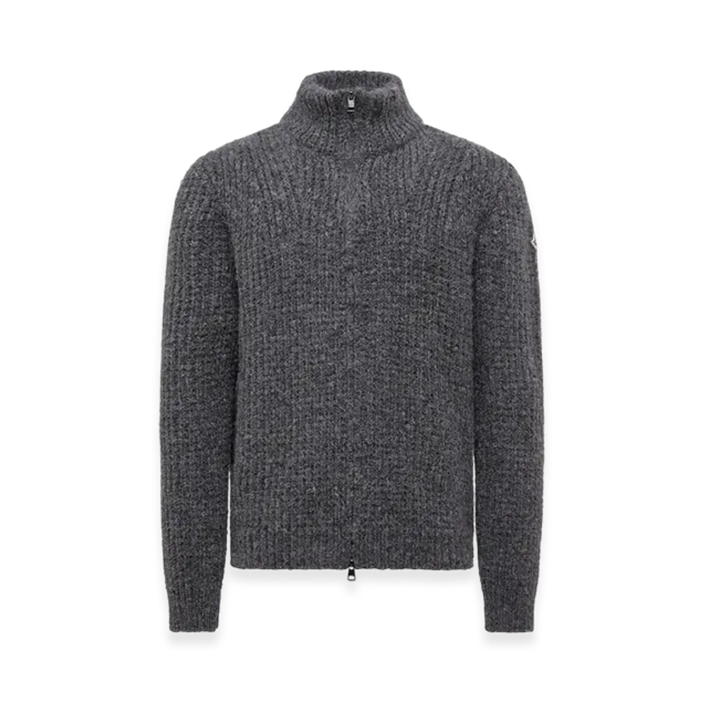 MONCLER Alpaca & Wool Zip-Up Cardigan "Dark Grey"