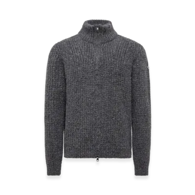 MONCLER Alpaca & Wool Zip-Up Cardigan "Dark Grey"