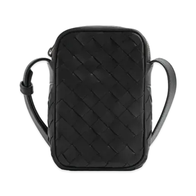 Bottega Veneta Intrecciato Woven Zipper Mobile Phone Bag "Black"