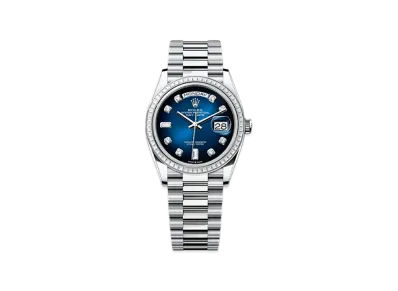ROLEX Day-Date 36mm Platinum Diamond 128396TBR "Blue Ombre"