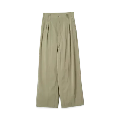 YOKE High-Twisted Polyester Kersey 3Pleated Trousers "Pistachio"