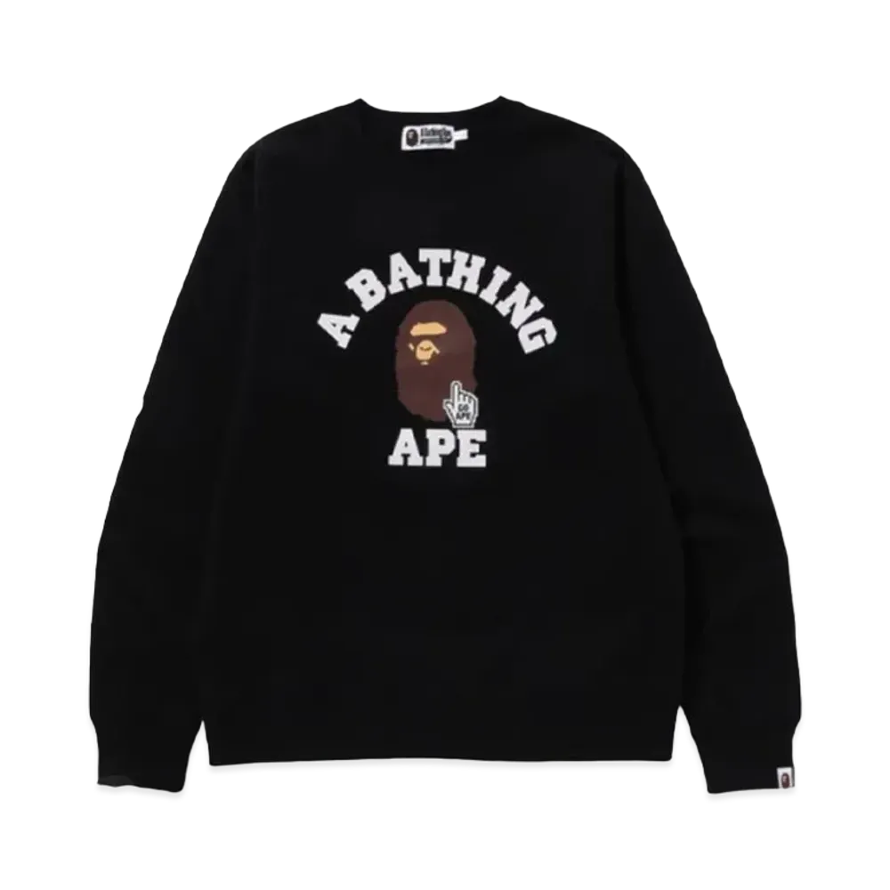 A BATHING APE Go Ape Pointer College Crewneck "Black"