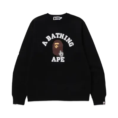 A BATHING APE Go Ape Pointer College Crewneck "Black"