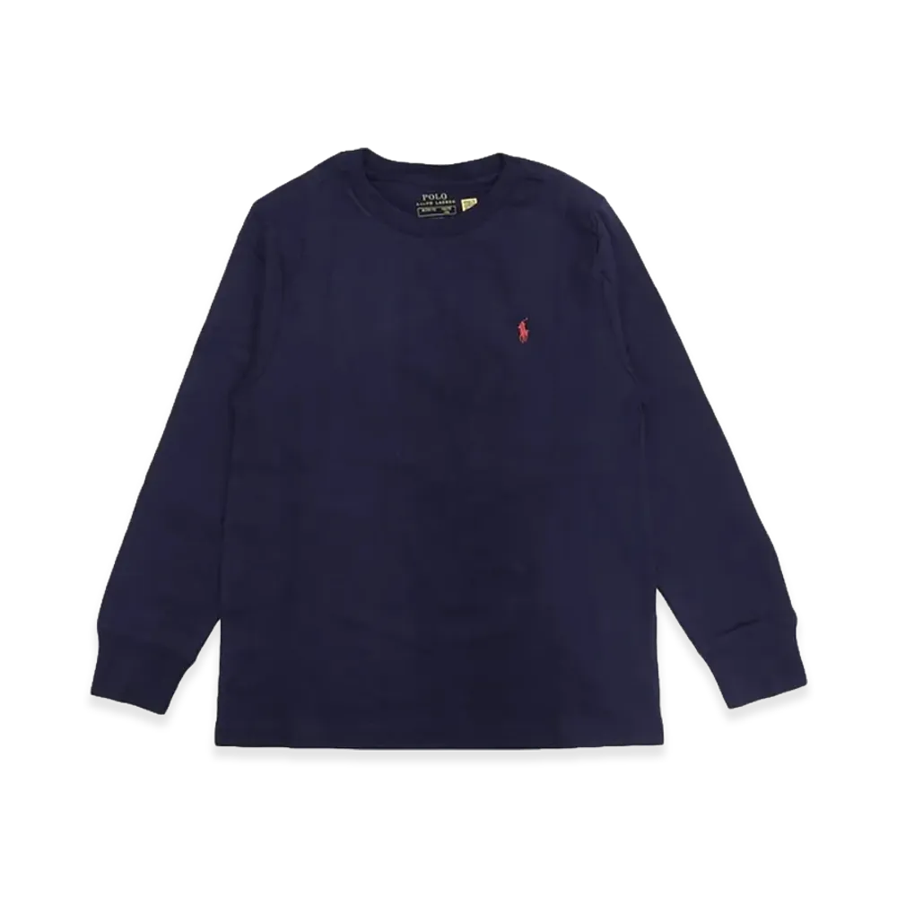 Ralph Lauren Kids Crewneck T-Shirt Long Sleeve Cotton Jersey "Navy"
