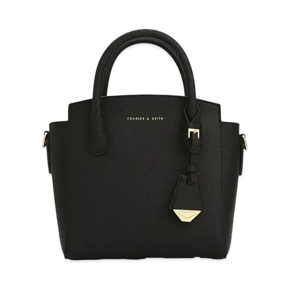 CHARLES & KEITH Double Handle Trapeze Tote Bag "Black"