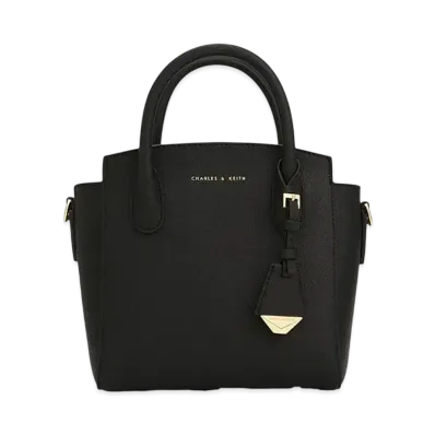 CHARLES & KEITH Double Handle Trapeze Tote Bag "Black"