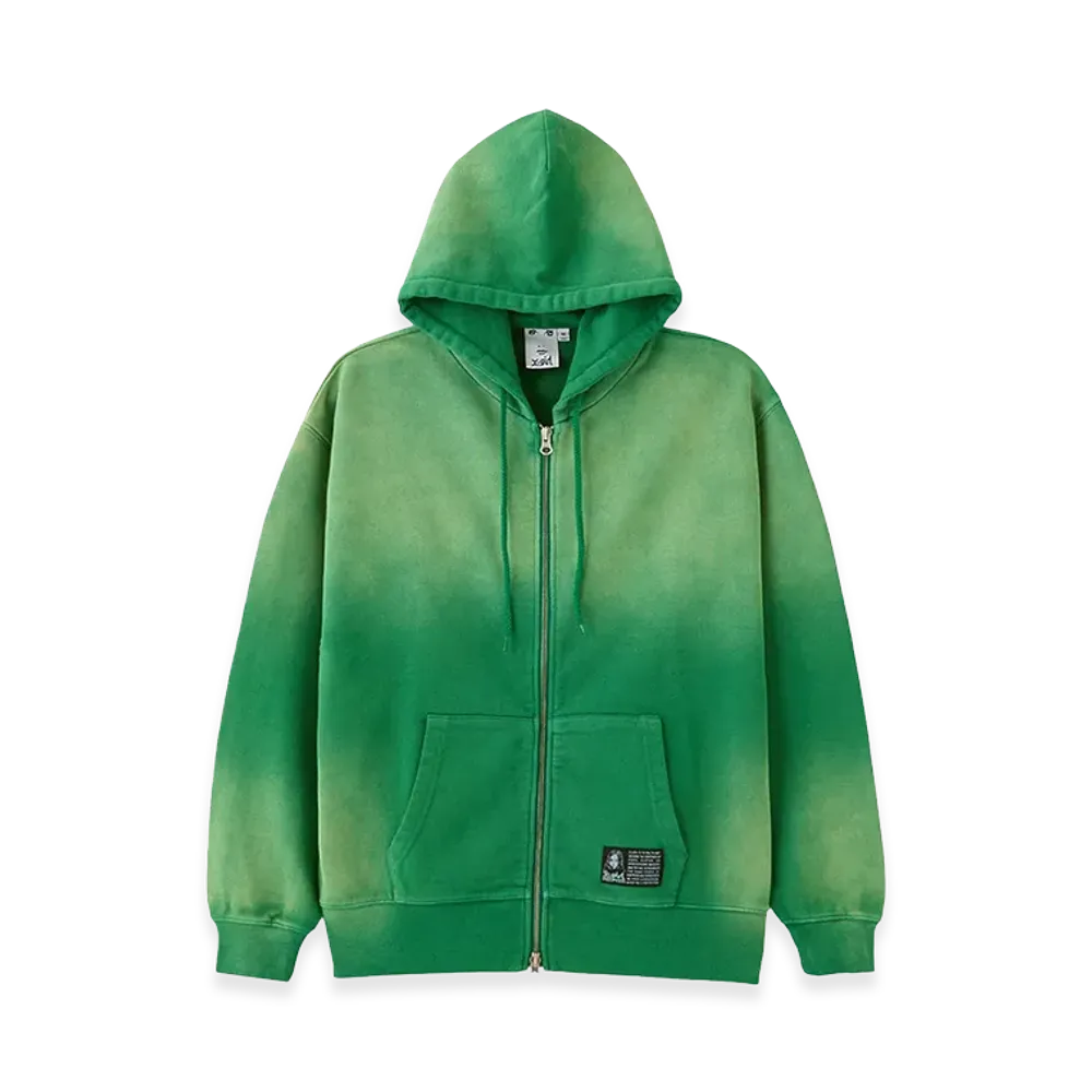 X-Girl Women's Overdyed Zip Up Sweat Hoodie "Green"