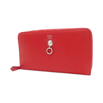 FENDI By The Way Leather Round Long Wallet "Red"