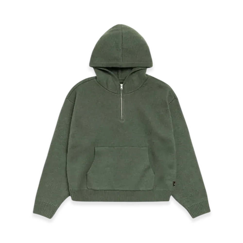 Stussy Quarter Zip Knit Hoodie "Green"