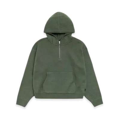 Stussy Quarter Zip Knit Hoodie "Green"
