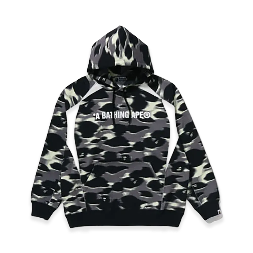 A BATHING APE Screen Camo Football Logo Relaxed Fit Pullover Hoodie "Black"