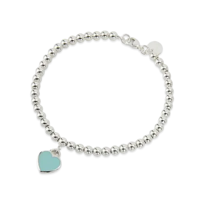 Tiffany & Co. Return to Tiffany Mini Heart Bead Bracelet with Diamonds Medium "Tiffany Blue"