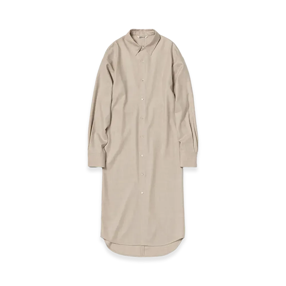AURALEE Women's Super Light Wool Shirt Dress "Top Beige"