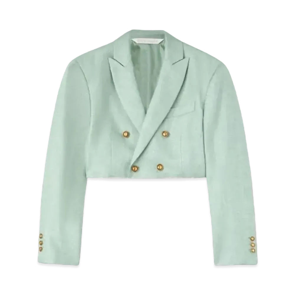 PALM ANGELS Cropped Linen Blazer "Mint"