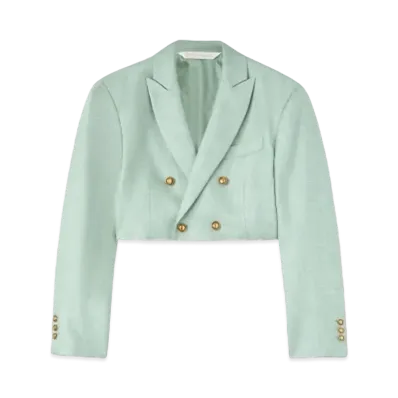 PALM ANGELS Cropped Linen Blazer "Mint"