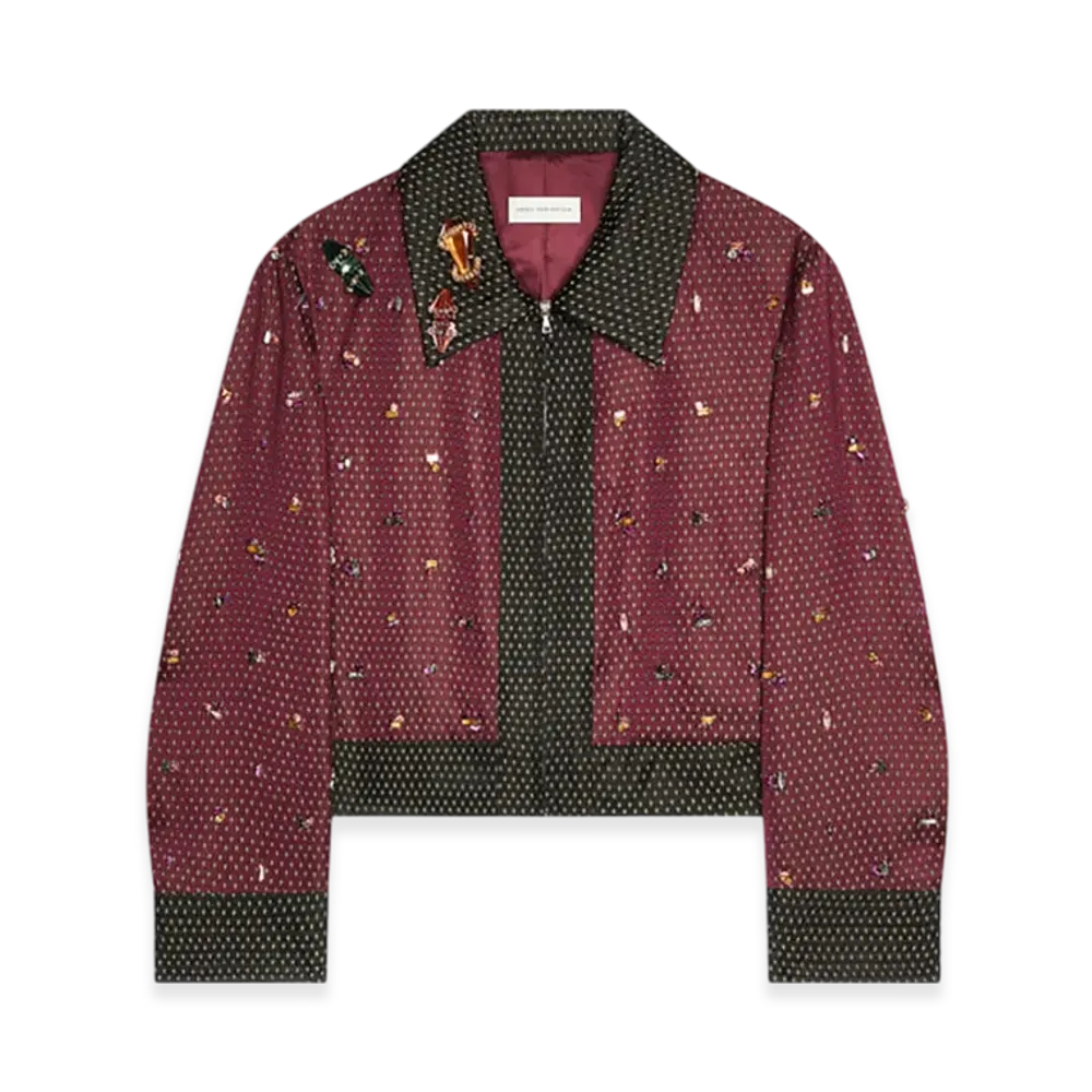 DRIES VAN NOTEN Women's Embellished Jacket "Burgundy"