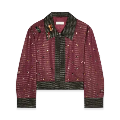 DRIES VAN NOTEN Women's Embellished Jacket "Burgundy"