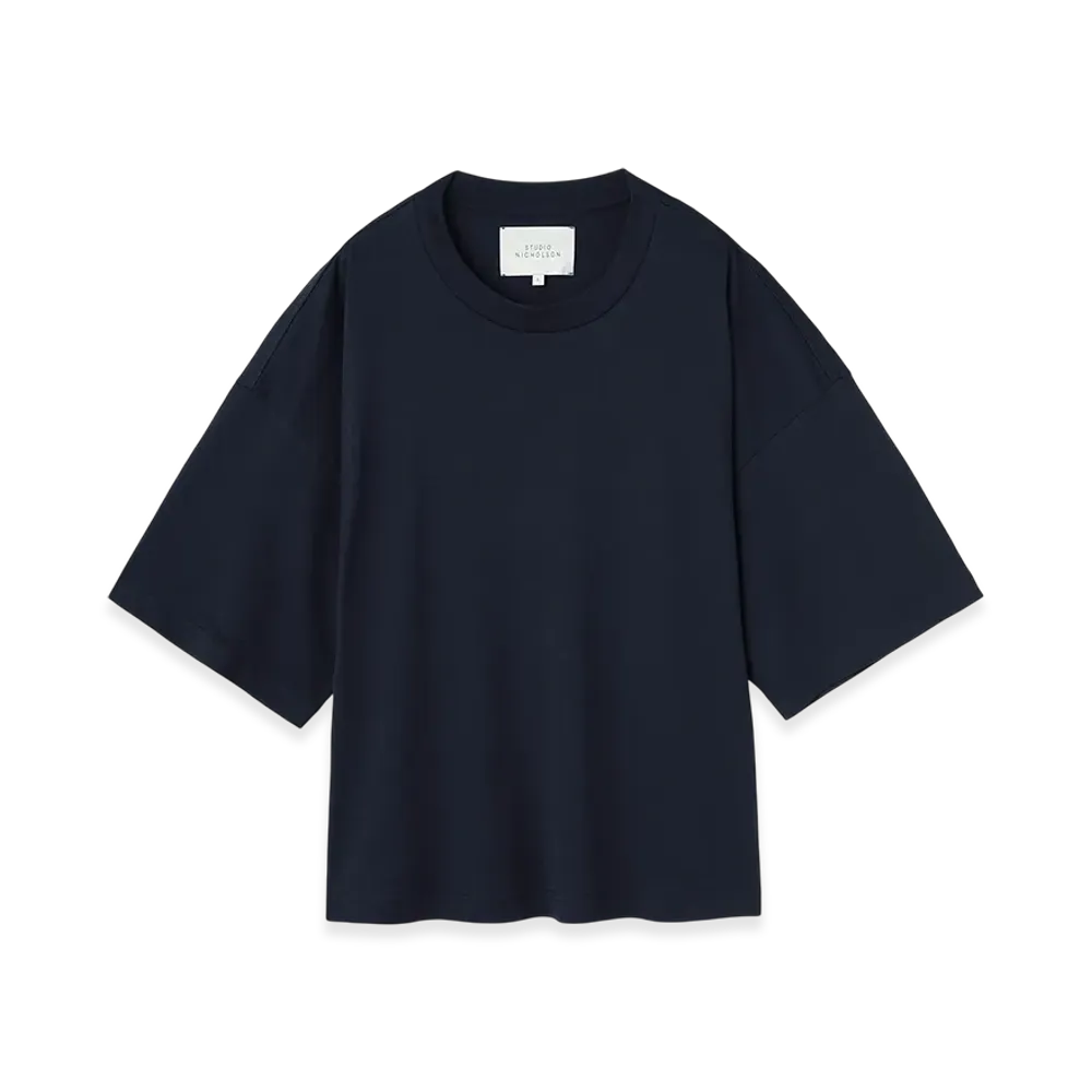 STUDIO NICHOLSON Crew Neck T-Shirt "Darkest Navy"