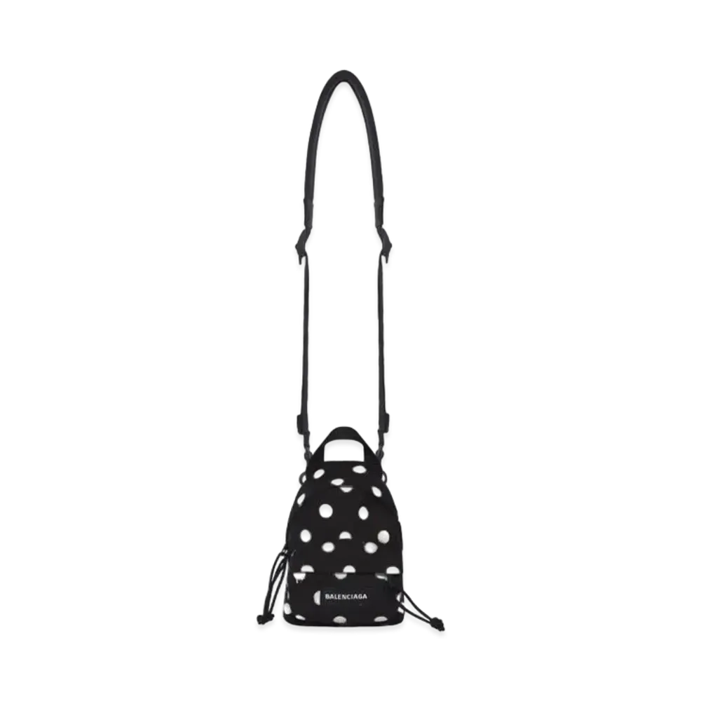 BALENCIAGA Explorer Mini Backpack In Spray Dots Printed Recycled Nylon "Black"
