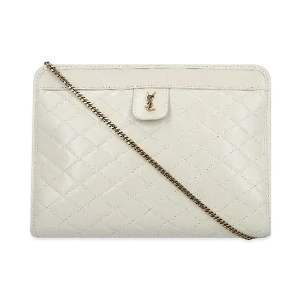 Saint Laurent Victoire Baby Clutch In Leather "Vintage White"