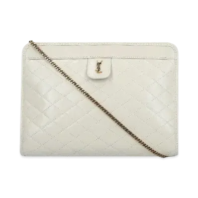 Saint Laurent Victoire Baby Clutch In Leather "Vintage White"
