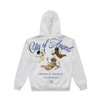 BORN X RAISED x NEW ERA x Dodgers City Of Angels Hoodie "Heather Grey"