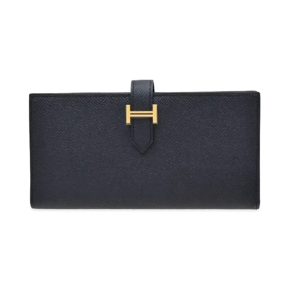 Hermes Bearn Soufflet Veau Epsom "Blue Indigo/Gold"
