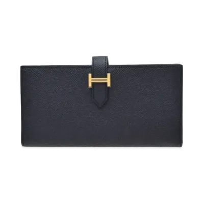 Hermes Bearn Soufflet Veau Epsom "Blue Indigo/Gold"