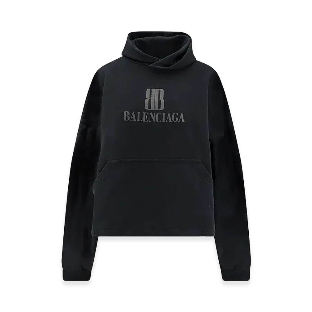 BALENCIAGA Women's Felpa Cropped in Cotone "Black"