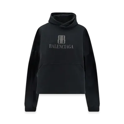 BALENCIAGA Women's Felpa Cropped in Cotone "Black"