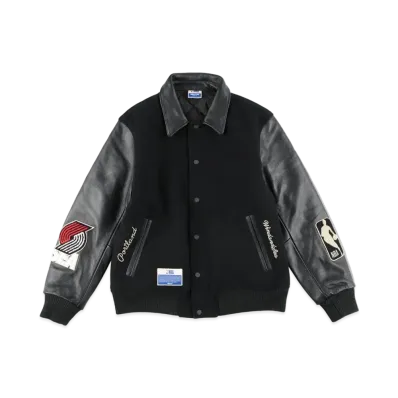 WIND AND SEA x NBA Leather Melton Jacket (Portland Trail Blazers) "POR"