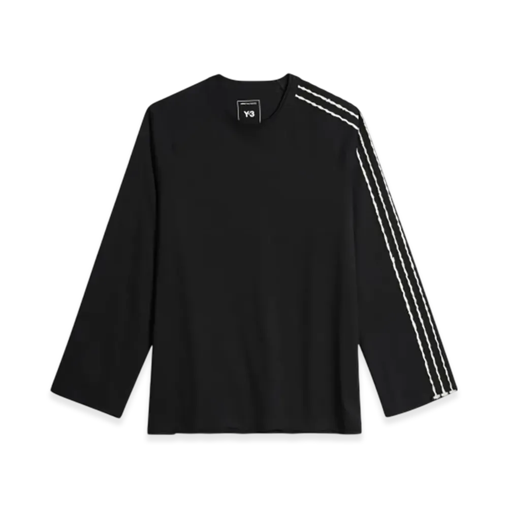 Y-3 Raw Edge 3 Stripes Long Sleeve Tee "Black"