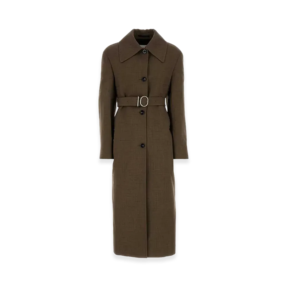 Jil Sander Women's Embroidered Wool Blend Coat "Brown"
