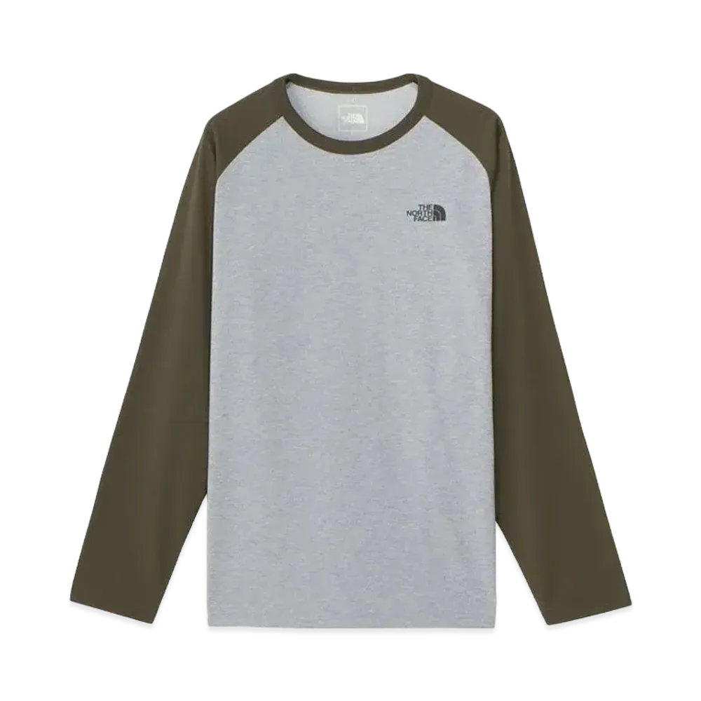 The North Face Longsleaf Baseball Nuptse Tee "Mixed Gray x New Taupe Green"